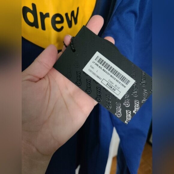 Leafs X Justin Bieber Drew House Blue Smiley Long Sleeved Mock Neck Shirt L - Picture 7 of 15